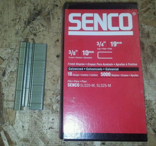 SENCO M11BABN BOX OF 5000 3/4&#034; 19MM LEG 3/8&#034; 10MM CROWN GALVANIZED FINISH STAPLE