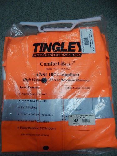 NEW TINGLEY COMFORT BRITE HIGH VISIBILITY FLAME RESISTANT RAIN JACKET MEDIUM