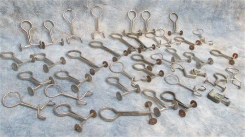 Lot high school laboratory metal pinch clamps hooks vintage lab equipment for sale