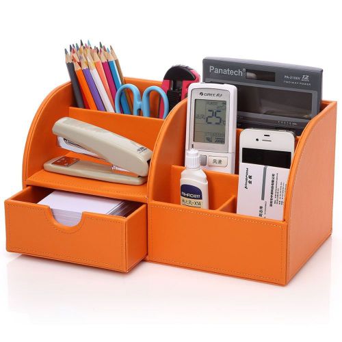 Kingom 7 storage compartments multifunctional pu leather office desk organize... for sale