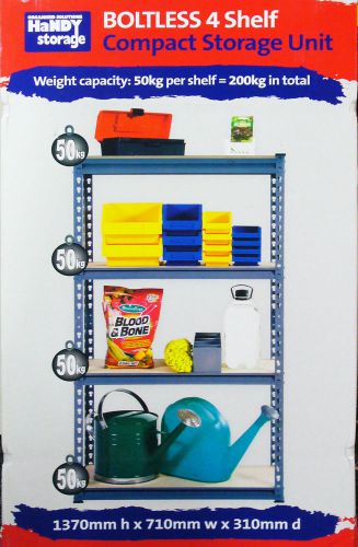 Boltless 4 Shelf Compact Storage Unit - 50kg per shelf!