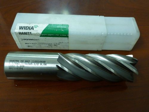 Widia-hanita m42 end mill, 6 flt, 1-1/4&#034; x 1-1/4&#034; x 3&#034; x 5-1/2&#034;, .06 rad for sale