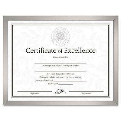 Value U-Channel Document Frame w/Certificates, 8 1/2 x 11, Silver, 1 Each