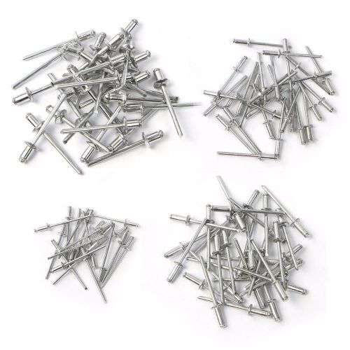 100pc Rivet Assortment Kit Set Hand &amp; Air Pop Riveter Guns 1/8 5/32 3/16 x 5/16