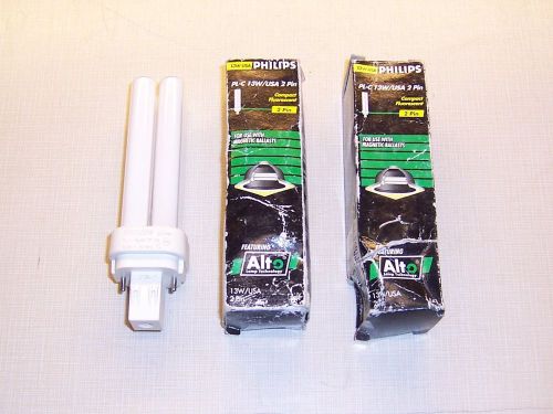 Philips PL-C 13W/841/2P Compact Fluorescent Bulbs, 13W 2 Pin GX23-2, 3pcs., NOS