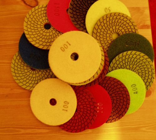 4 inch diamond polishing pads 7 pcs any grit &amp; backer for sale