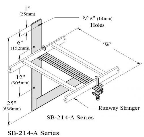 2 Cooper B-Line Runway Wall Support Brackets SB-214-A-18-K Flat Black NEW