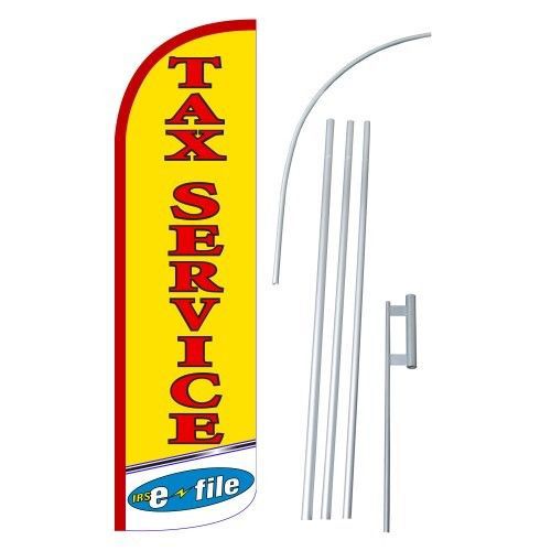 Tax Service E-File Windless Swooper Flag Jumbo Banner Pole /Spike made USA (two)