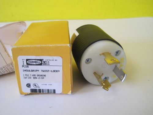 NIB HUBBELL 2611 HBL2611 30 AMP TWIST LOCK PLUG NEMA L5-30P 2 POLE 3 WIRE NEW