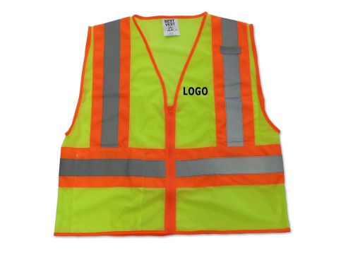 25 Contrasting Stripe Best Vest 1103 Class 2 Zipper Safety Vests w/ FREE Logo!