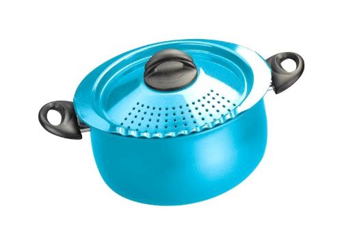 Bialetti Trends 5-Quart Pasta Pot Non Stick Interiors Bakelite Handles Turquoise