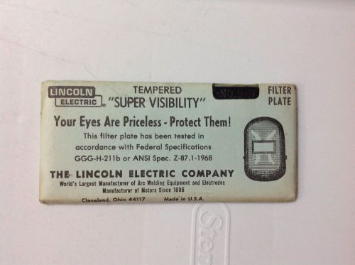 Vtg Welding Shield Lincoln 9 H NOS Filter Plate Glass Tempered Super Visibility