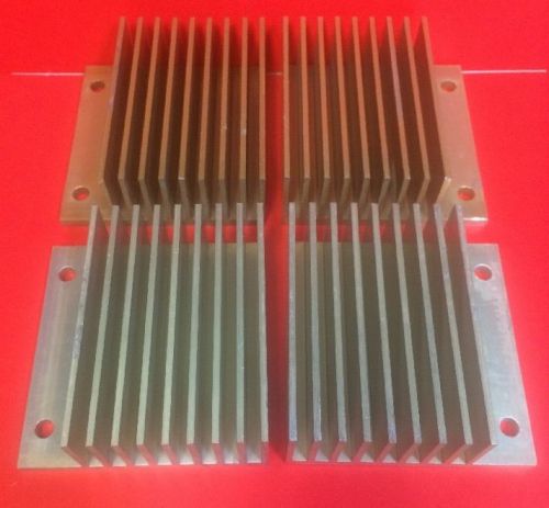 Lot Of 4 Reclaimed Aluminum Heatsinks 4 1/2&#034;x 4 1/2  x 1 7/8 Audio Amp DIY