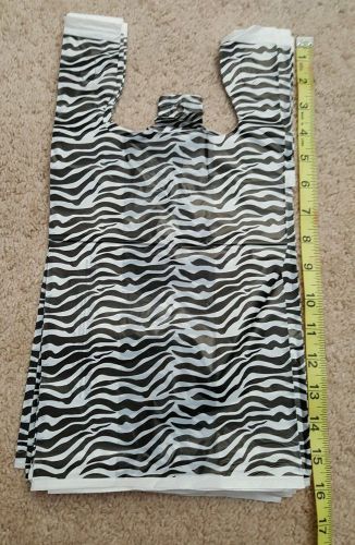 200 Qty 8&#034; x 5&#034; x 16&#034; Zebra Print Plastic Merchandise Bags w/Handles