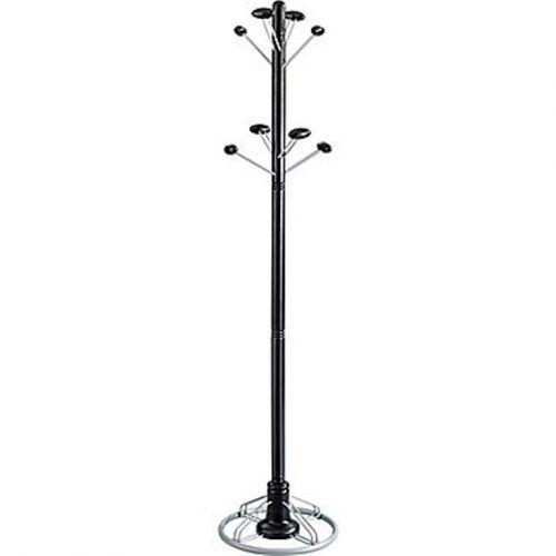 Safco Eight Hook Wood/Steel Modern Costumer Coat Rack, Black