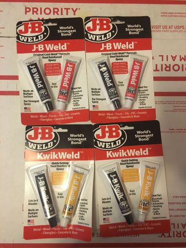 Lot of 4 NEW JB Weld &amp; JB Kwik Bonder Adhesive Sealer Epoxy