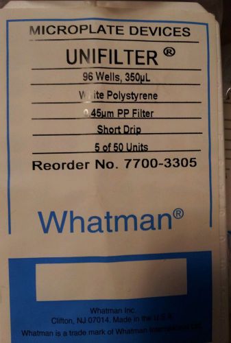 Whatman UNIFILTER, 7700-3305, 96 Wells,350ul/0.45um PP,1 case of 50 (-3 pieces)