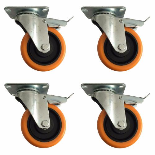 4&#034; x 1-1/4 Polyurethane Total Lock Casters (4)