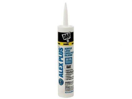 DAP 18152 10.1 oz White Alex Plus Acrylic Latex Caulk Plus Silicone Pack of 12