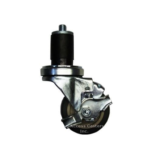 3EXTPSB-77 3&#034; Swivel Caster w/ Brake, TPR Wheel, 1.790&#034; x 1.850&#034; Expansion Stem