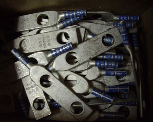 BURNDY YA6C2N LUG, #6, 2H, 1/2&#034; STUD, 1-3/4&#034; spacing, Blue