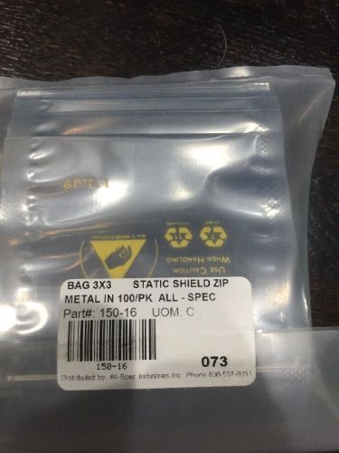 Static Shield 3x3 100pk New Metal Zip Lock