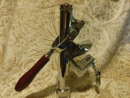 Chrome Rapid Professional Table Clamp Wine Opener - Heavy Duty - Wood Handle