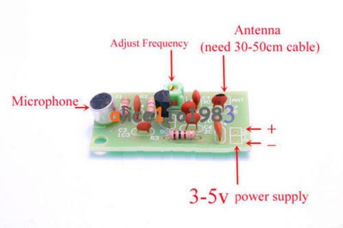 Mini Wireless Microphone Ham FM Wireless Radio Transmitter Module 3-5V 91-103MHz