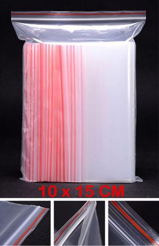 New high quality100 pcs 10x15cm ziplock zipper lock reclose plastic bag purse for sale