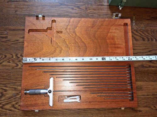 BROWN &amp; SHARPE DEPTH MICROMETER GAUGE EXCELLENT CONDITION 829379 LONGEST ROD 15&#034;