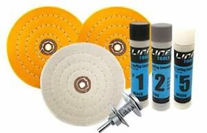 6 Inch Buffing Wheel Kit for Bench Grinder and Drill with 3 Step Hard Metal Poli