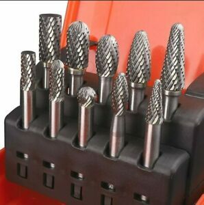 WUWTOOLS Carbide Burr Set 1/4&#034; Shank Tungsten Double Cut Rotary File 10PCS. Die