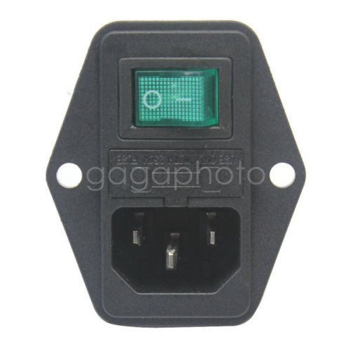 AC 250V 10A 3 Terminal IEC320 C14 Power Socket w Fuse Holder Black Green