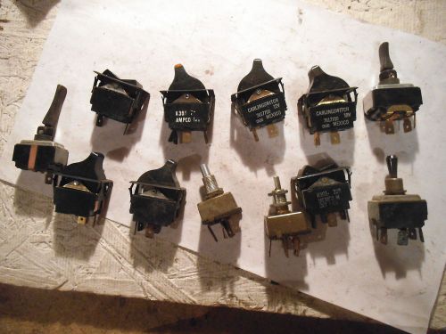 LOT OF (12) TOGGLE SWITCHES, DIAL SWITCHES ROCKER SWITCHES CARLINGSWITCH 7617700