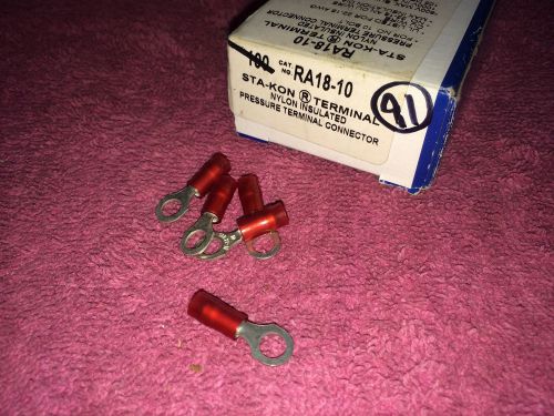 **NEW** BOX OF (91) THOMAS &amp; BETTS RA18-10 STA-KON RING TERMINAL CONNECTORS