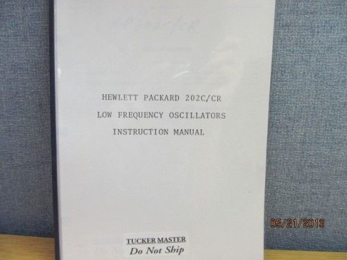 Agilent/HP 202C/CR Low Frequency Oscillators Instruction Manual