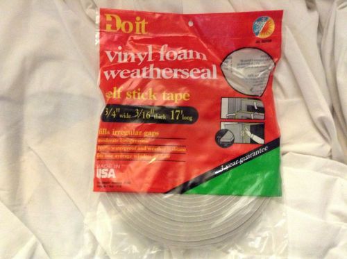 Do it vinyl foam self stick tape 3/4&#034;wide3/16&#034;thick 17&#039;long new for sale