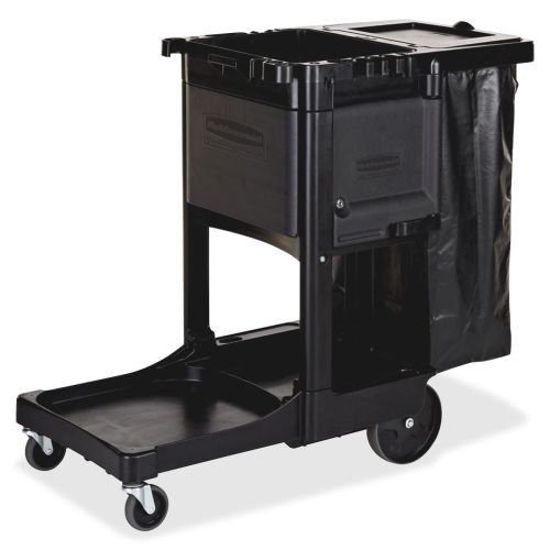 Rubbermaid Executive Janitor Cleaning Cart - 3 Shelf - 21.8&#034;x46&#034;x38&#034; - Black