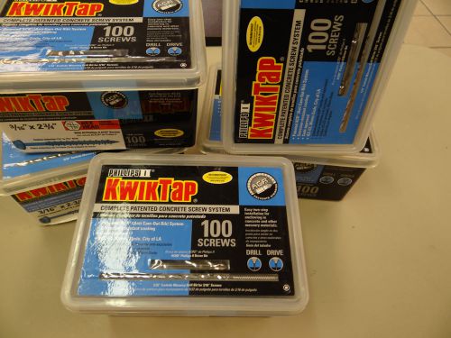 5 Retail Boxes Of 100 Kwiktap Hex Head 3/16&#034; X 2 3/4&#034; Concrete Anchors 500 Total