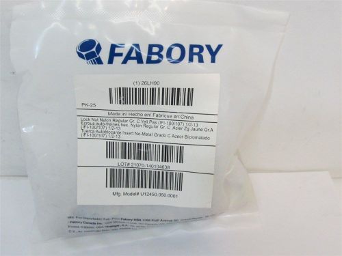 Fabory 26LH90, 1/2&#034;-13 Locknut Nylon Regular Grade 8 - 25 each