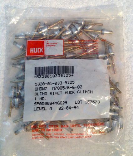 HUCK Blind Rivet Large Bag of 100 - Part 5320-01-033-9125 / OHDW7 - M7885/6-6-02