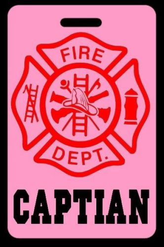 Pink captain firefighter luggage/gear bag tag - free personalization - new for sale