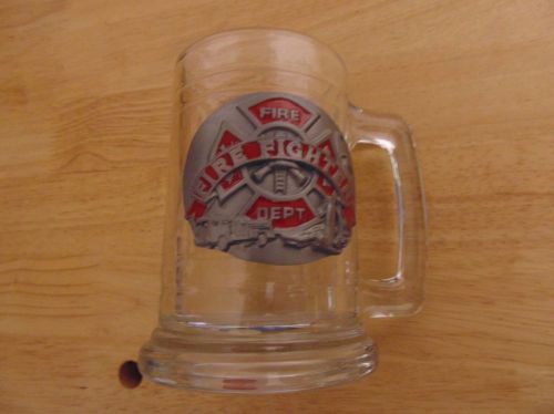 Firefighter beer mug, brand new, pewter emblem on side for sale