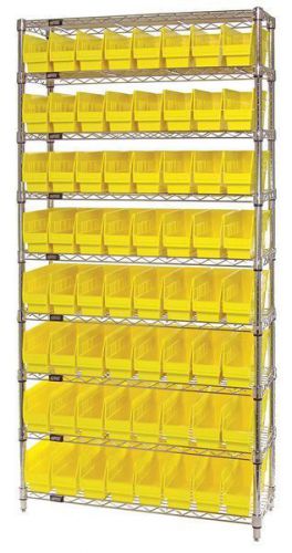 QUANTUM STORAGE SYSTEMS WR9-201YL Bin Shelving,Wire,36X12,64 Bins,Yellow