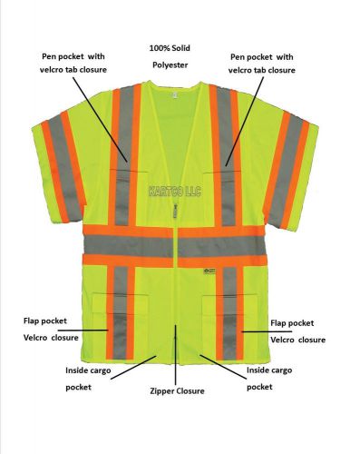 2w 7148c-3- hi-viz lime green class 3 safety vest - med-solid material for sale