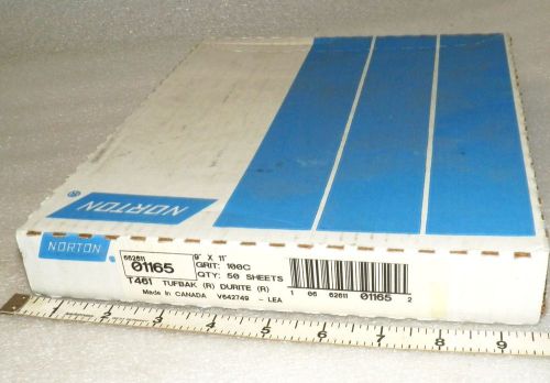 100C grit 50 sheets sand paper 9&#034; x 11&#034;  Norton 01165  T461 TufBak Durite