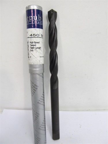 Republic Drill 450-9/16, 9/16&#034;, HSS, Tanged Taper Length Drill Bit