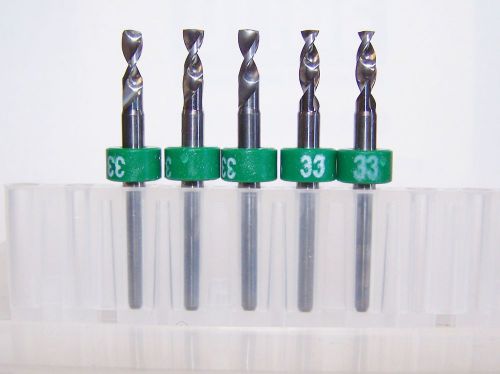 (5) NEW #33 (.1130&#034;) Printed Circuit Board Drills (PCB)