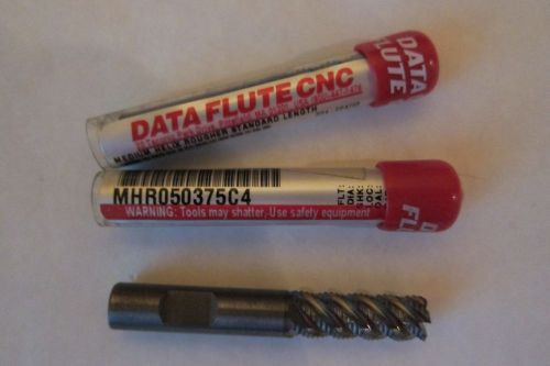 DATA FLUTE CARBIDE 3/8&#034; ROUGHER END MILL MED. HELIX 5 FLUTE .04R-C4 COATING