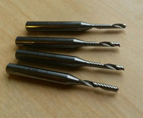 (4 pc)-3 mm single flute carbide end mill, 18 mm loc, 60 mm oal for sale